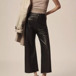 NWOT Colette Cropped Wide-Leg Leather Pants